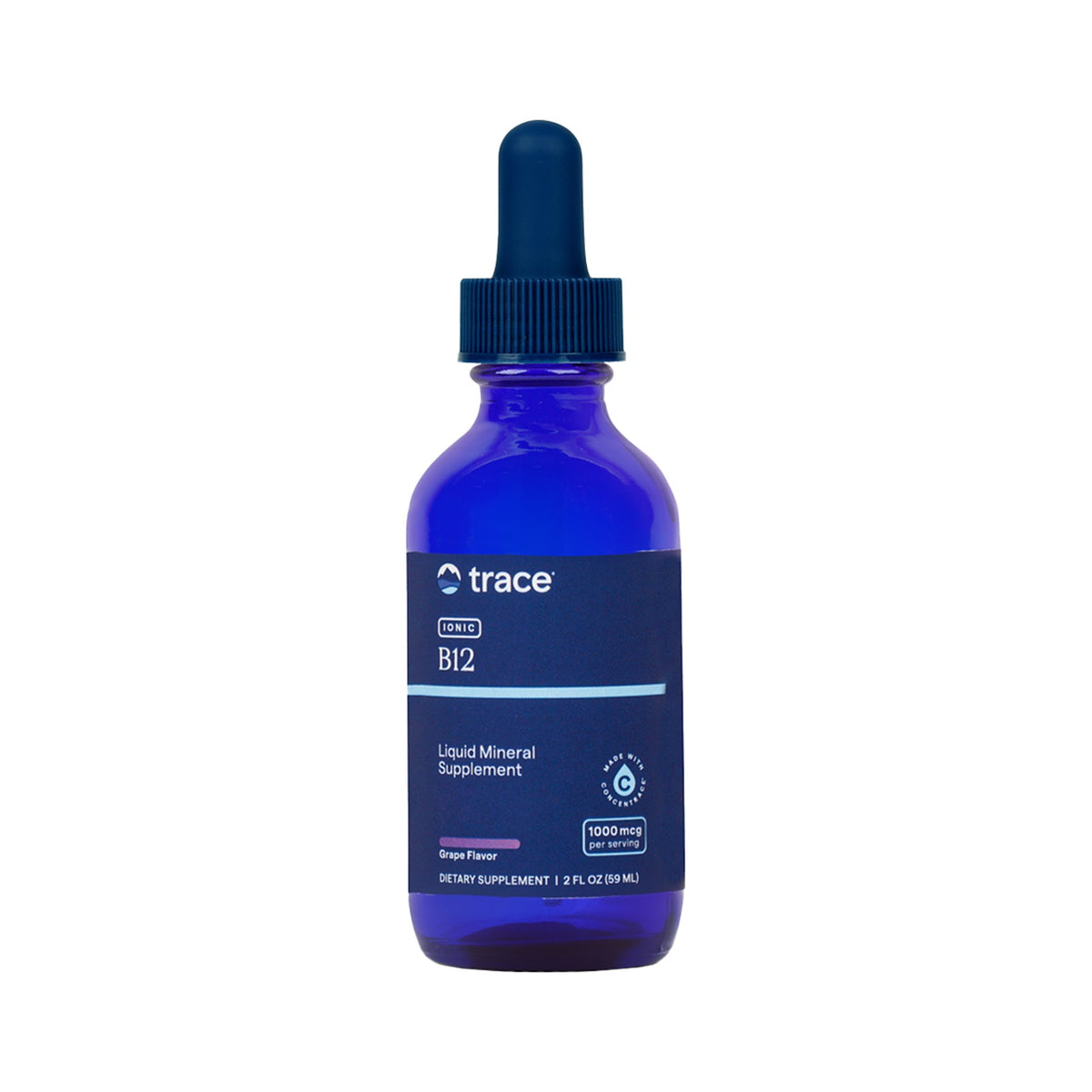 Trace Minerals Liquid Ionic B12 – 1000 µg Methylcobalamin Tropfen mit ConcenTrace®, vegan, Traubengeschmack, 59 ml