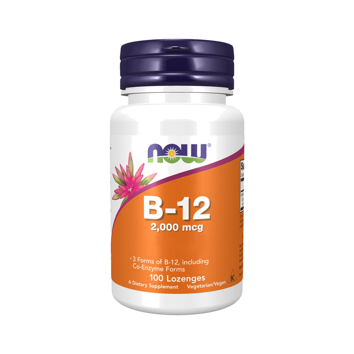 NOW Foods Vitamin B-12 2000 µg – Cyanocobalamin, Methylcobalamin & Dibencozid, gelatinefrei, 100 Lutschtabletten