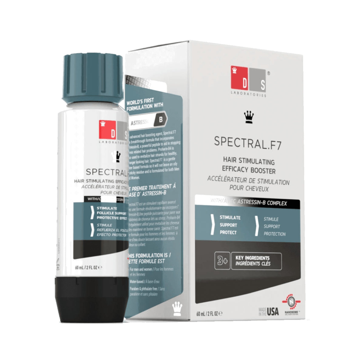 DS Laboratories Spectral F7 Astressin-B Booster gegen stressbedingten Haarausfall – Verstärker für Minoxidil & Nanoxidil, 60ml