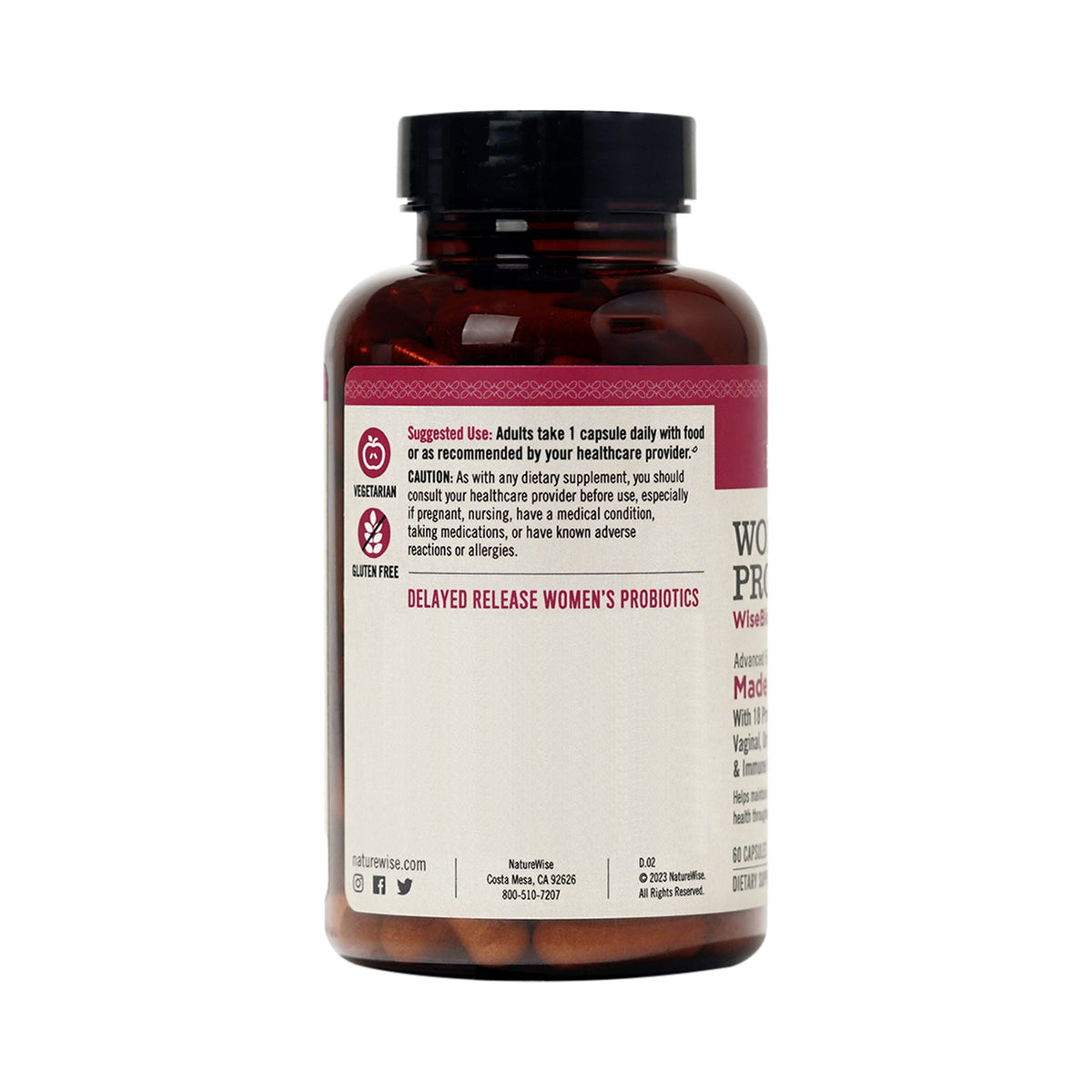 NatureWise Probiotikum mit Cranberry & Mönchspfeffer – 18 Stämme, 20 Mrd. KBE – 60 Kapseln