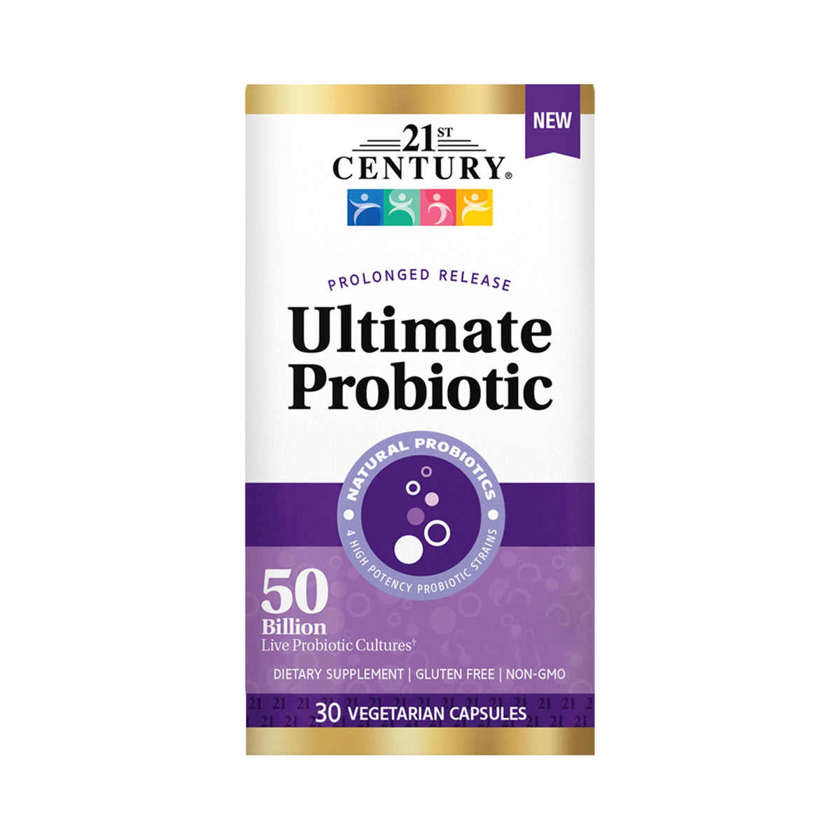 21st Century Ultimate Bacteria Strain Blend – 4 Stämme, 50 Mrd. Lebendkulturen – 30 Kapseln