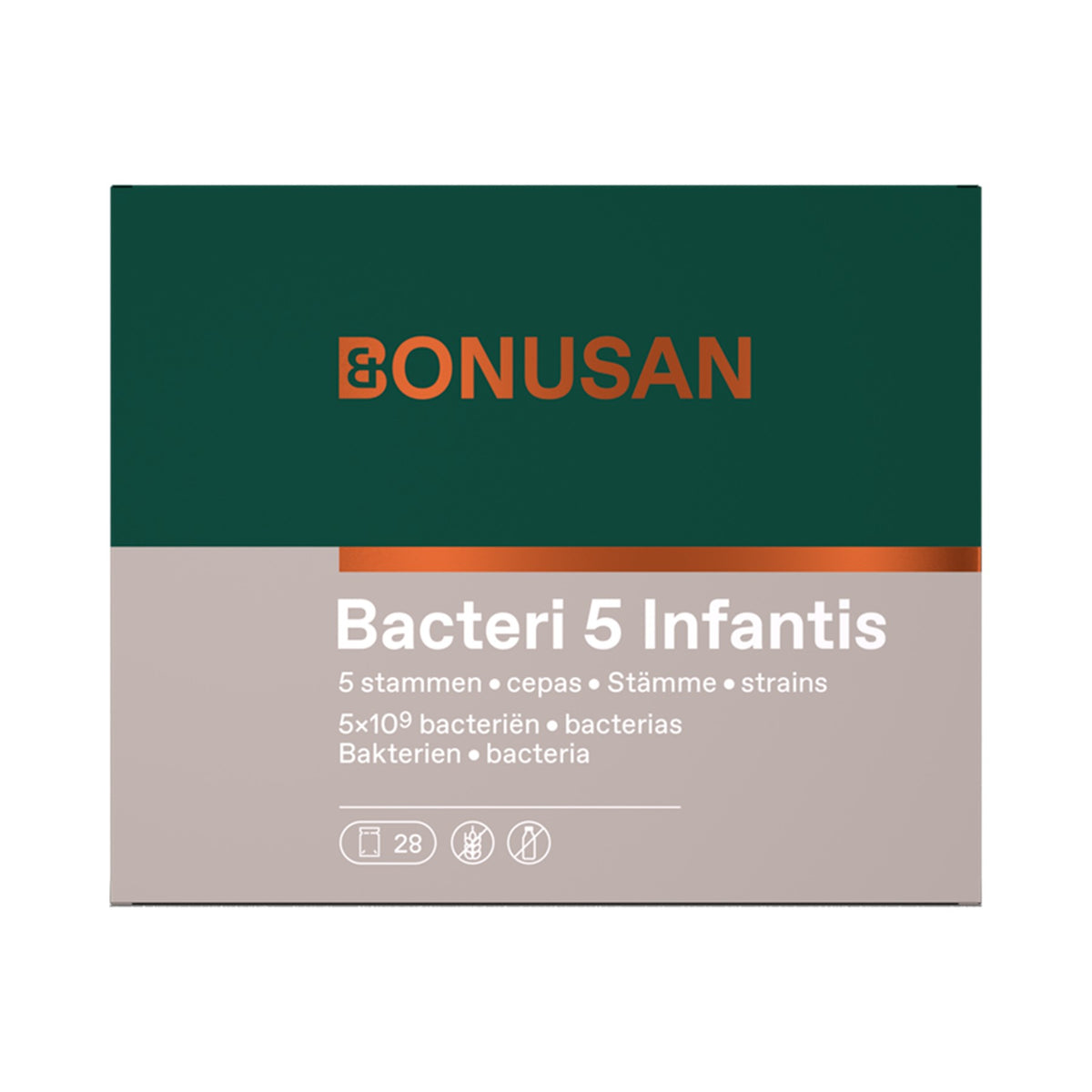 Bonusan Bacteri 5 Infantis – Probiotikum mit 5 Bakterienstämmen und Inulin, 3 x 10⁹ KBE pro Sachet, 28 Sachets