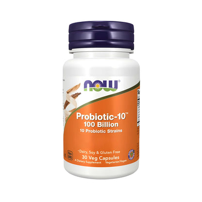 NOW Foods 10 Strains 100 Billion Probiotikum – 10 verschiedene Bakterienstämme mit 100 Milliarden KBE, hochdosierte Probiotika Kapseln für Darmflora und tägliche Nahrungsergänzung