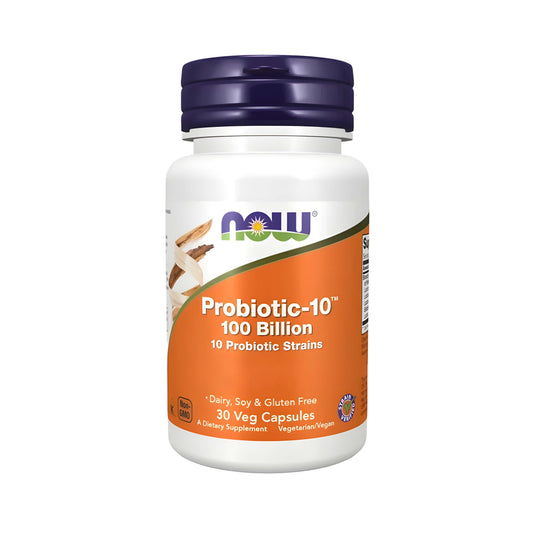 NOW Foods 10 Strains 100 Billion Probiotikum – 10 verschiedene Bakterienstämme mit 100 Milliarden KBE, hochdosierte Probiotika Kapseln für Darmflora und tägliche Nahrungsergänzung