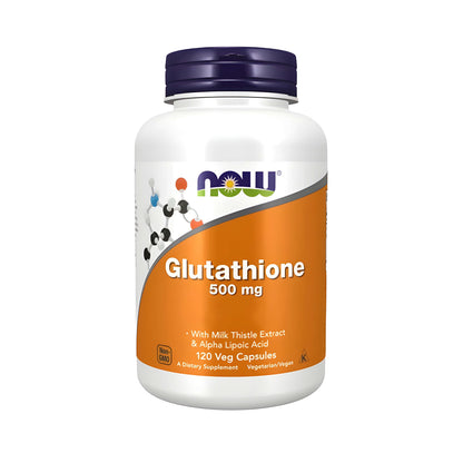 NOW Foods Glutathione 500 mg Kapseln – hochwertiges L-Glutathion Supplement mit Alpha-Liponsäure und Mariendistel, Nahrungsergänzung für antioxidativen Zellschutz und tägliche Versorgung