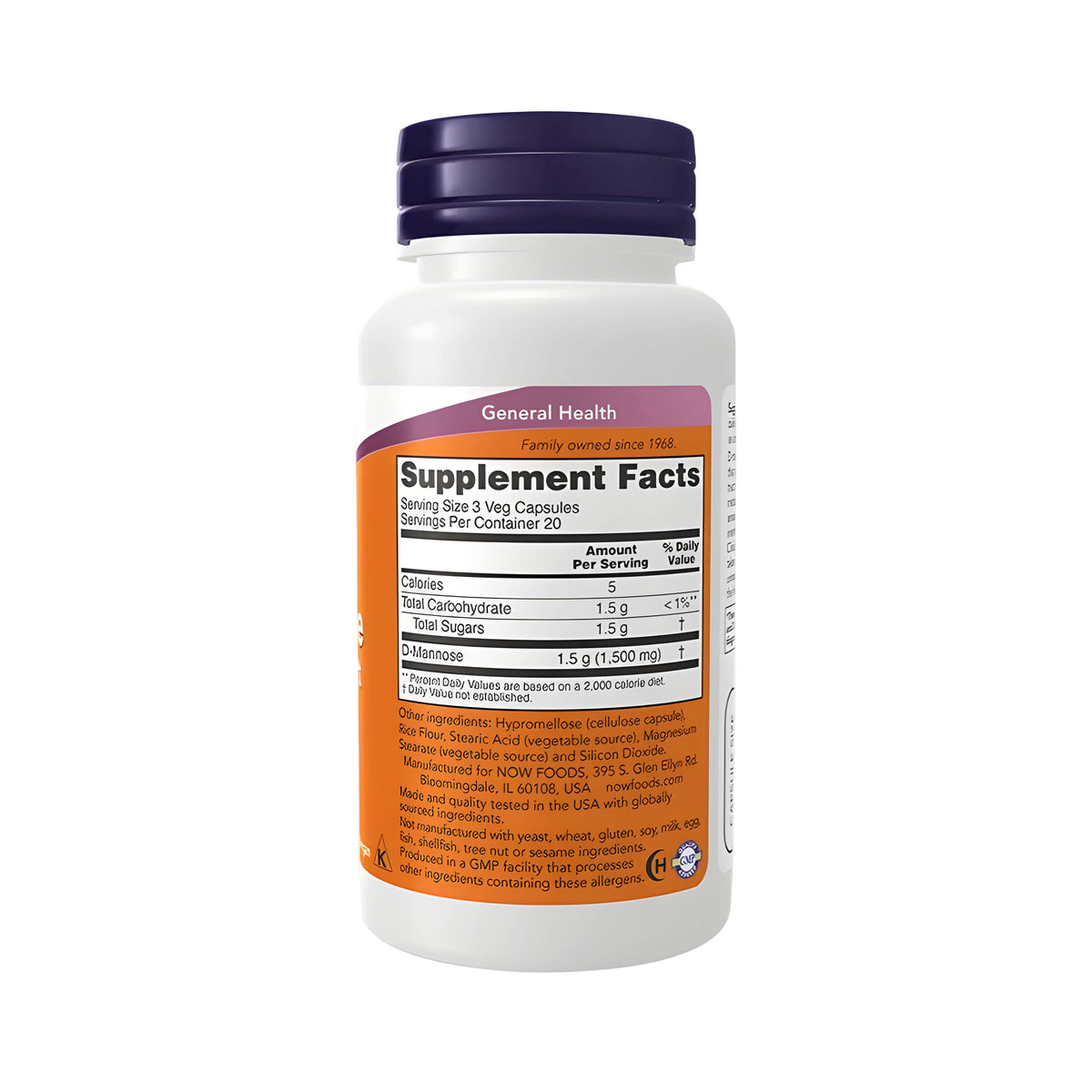 NOW Foods D-Mannose 500 mg Kapseln mit hochwertiger D-Mannose, veganes Nahrungsergänzungsmittel mit pflanzlichen Kapseln, GMO-frei und ideal für Erwachsene zur täglichen Ergänzung der Ernährung