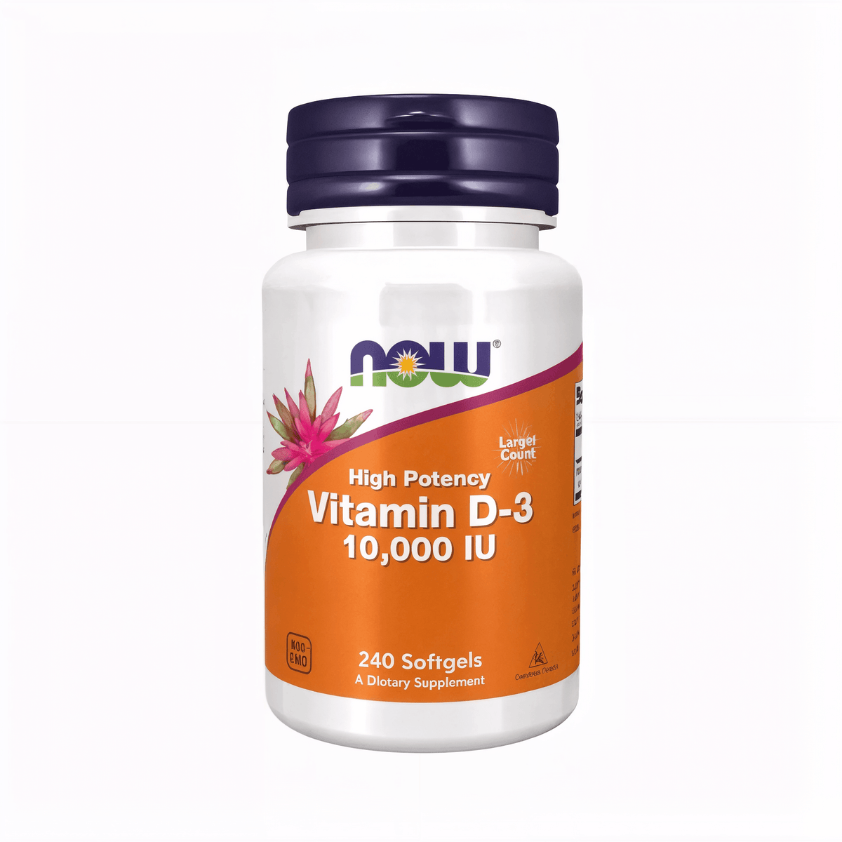 NOW Foods Vitamin D3 10.000 IE Softgels mit Vitamin D3 aus Lanolin, hochwertiger Rezeptur und praktischer Softgel-Form für die tägliche Nahrungsergänzung.