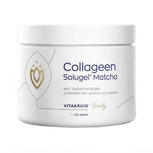 Vitakruid Collagen Solugel® Matcha Pulver mit hochwertigem hydrolysiertem Rinderkollagen Typ I und Bio SunMatcha® Kokyu aus Japan – Kollagen Nahrungsergänzung für Haut, Haare, Nägel, Gelenke, Bindegewebe mit EGCG, Polyphenolen und L-Theanin.