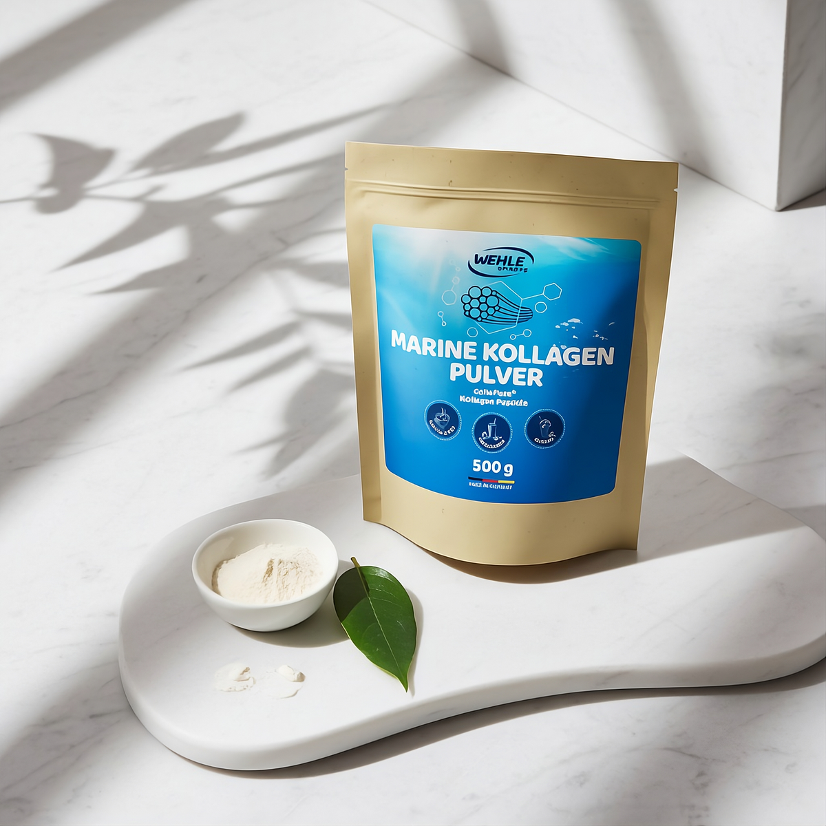 Wehle Sports Marine Kollagen Pulver 500 g Fisch Kollagen Hydrolysat Collagen Peptides Premium Nahrungsergänzung Pulver für Beauty und Lifestyle