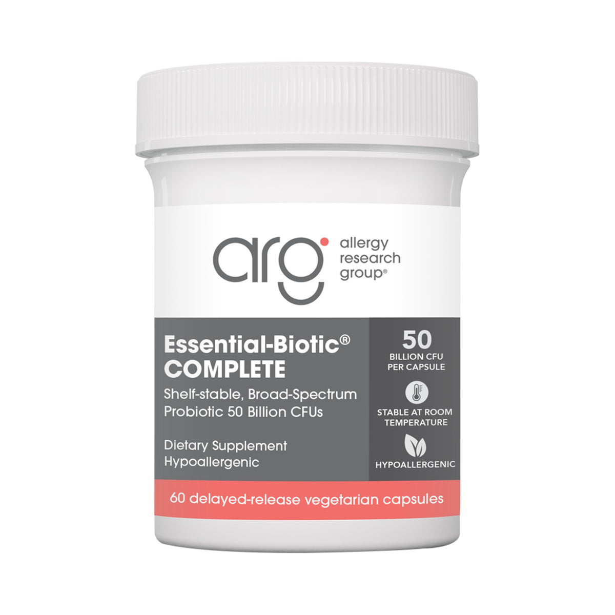 Allergy Research Group Essential-Biotic COMPLETE Kapseln Vorderansicht der Verpackung mit 50 Milliarden KBE