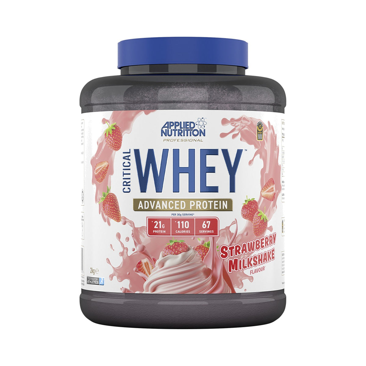 Applied Nutrition Critical Whey Protein 2 kg Strawberry Milkshake – Whey-Proteinpulver mit 21 g Protein pro Portion für Muskelaufbau