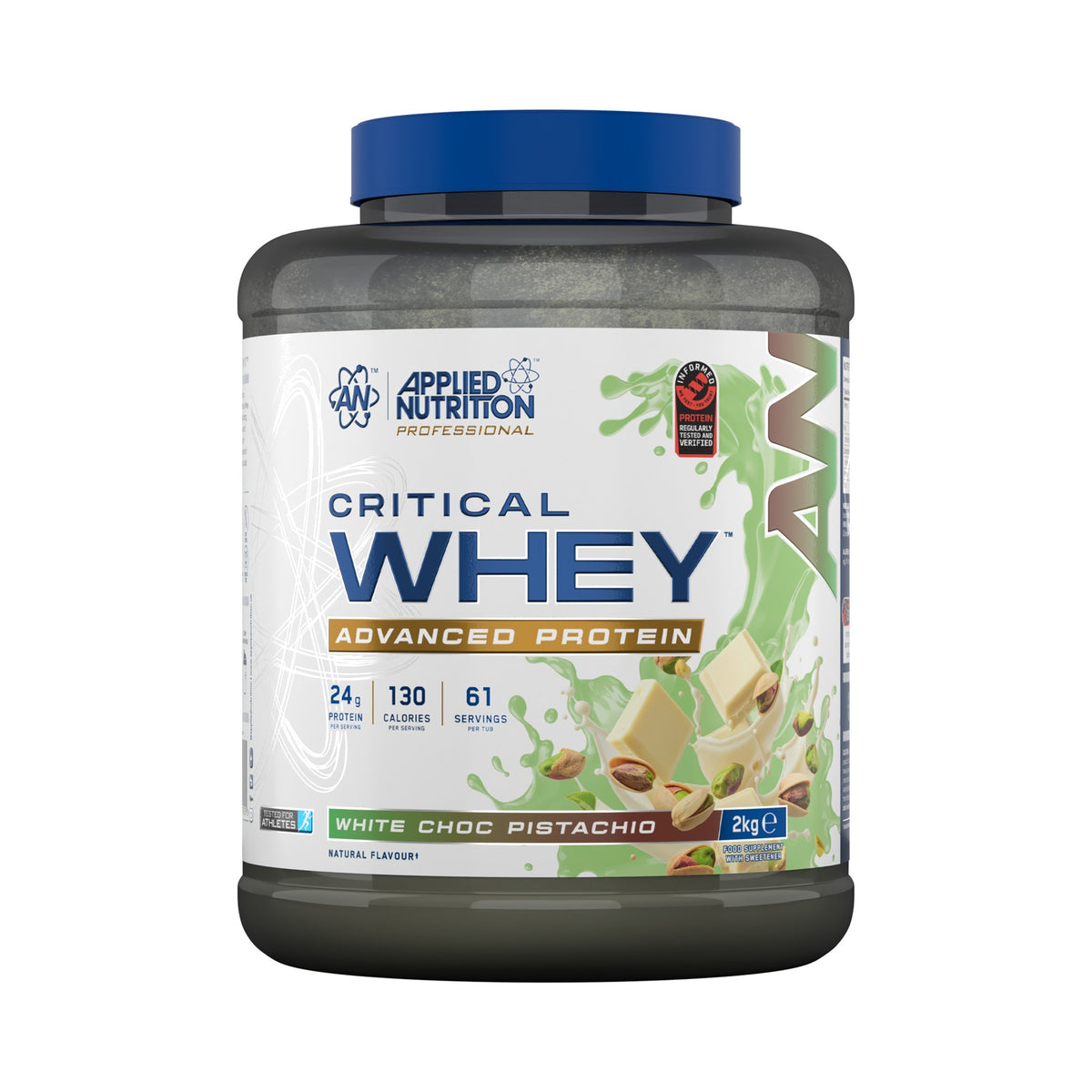 Applied Nutrition Critical Whey Protein 2 kg White Choco Pistachio – Whey-Proteinpulver mit 24 g Protein pro Portion für Muskelaufbau