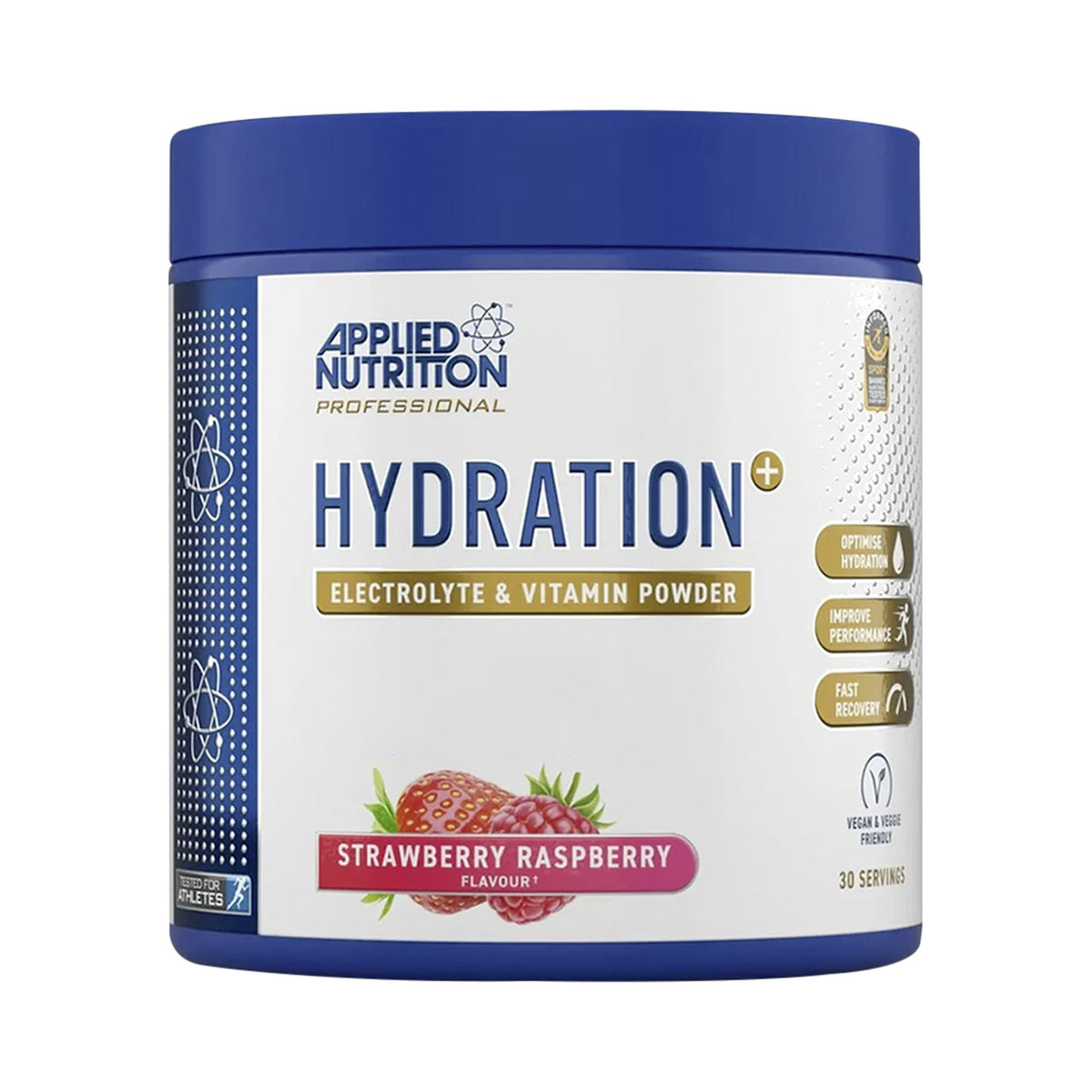 Applied Nutrition Hydration+ Strawberry & Raspberry – Elektrolyt- und Vitaminpulver mit Magnesium, Kalium und Vitamin C, 240 g Dose