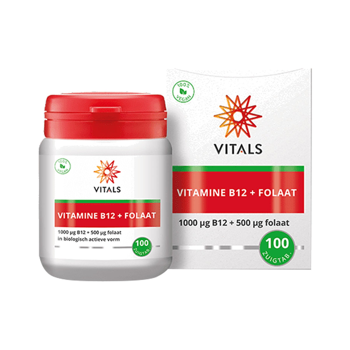 Vitals Vitamin B12 1000 µg mit Folat 500 µg – Methylcobalamin, Adenosylcobalamin & Quatrefolic®, Kirsche, 100 Lutschtabletten