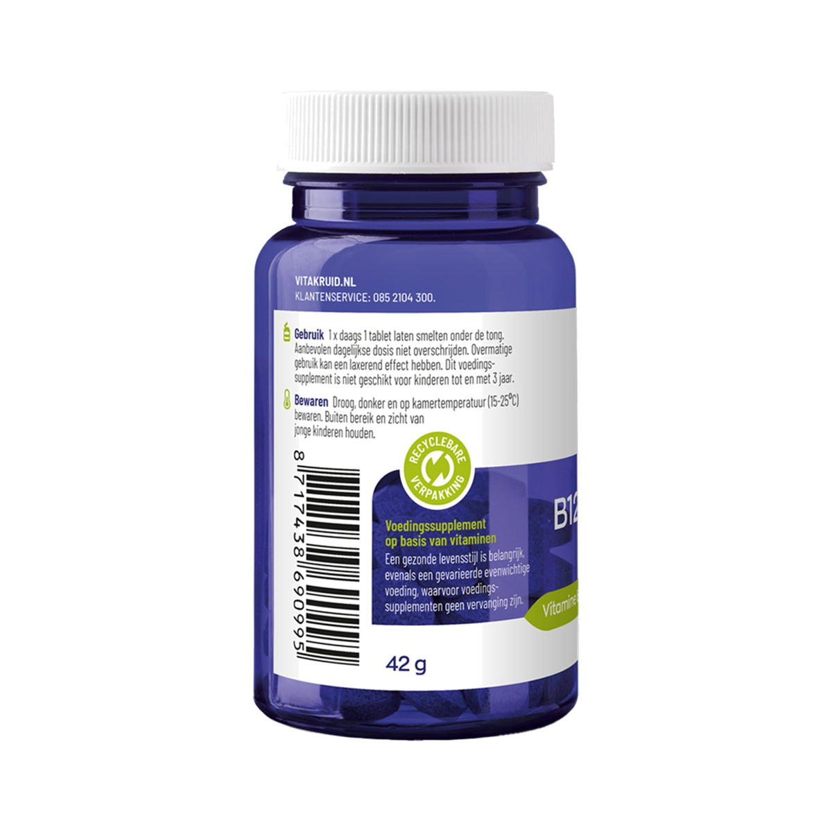 Vitakruid B12 Combi 6000® mit Folat & P-5-P – 6000 µg B12 (Methyl- & Adenosylcobalamin), Quatrefolic®, Erdbeere, 60 oder 120 Lutschtabletten