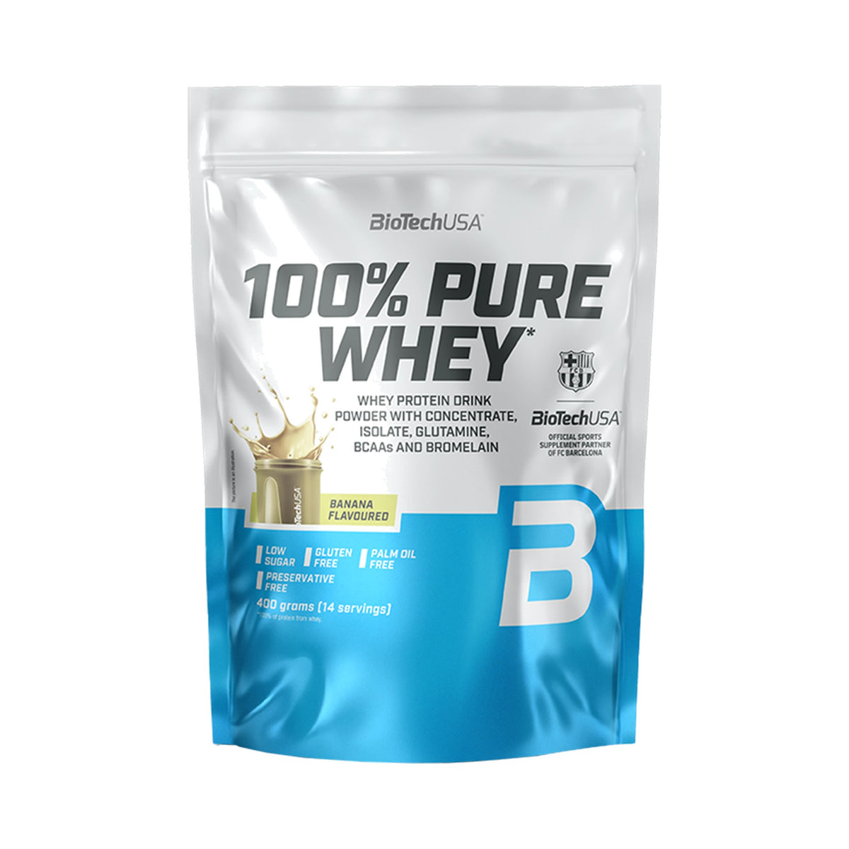 BioTechUSA 100% Pure Whey 400 g Banane – Whey Proteinpulver mit 21 g Protein pro Portion