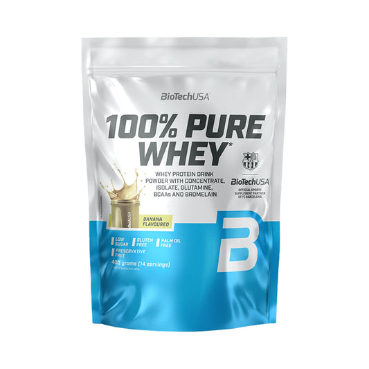 BioTechUSA 100% Pure Whey 400 g Banane – Whey Proteinpulver mit 21 g Protein pro Portion