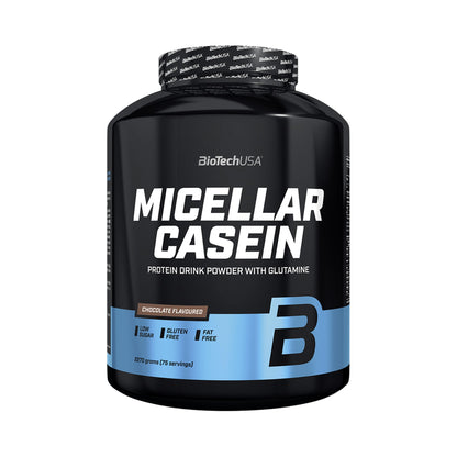 BioTechUSA Micellar Casein 2270 g Schokolade – mizellares Casein Proteinpulver mit 22 g Protein und L-Glutamin