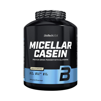 BioTechUSA Micellar Casein 2270 g Vanille – mizellares Casein Proteinpulver mit 22 g Protein und L-Glutamin