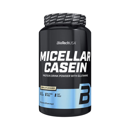 BioTechUSA Micellar Casein 908 g Vanille – mizellares Casein Proteinpulver mit 22 g Protein und L-Glutamin