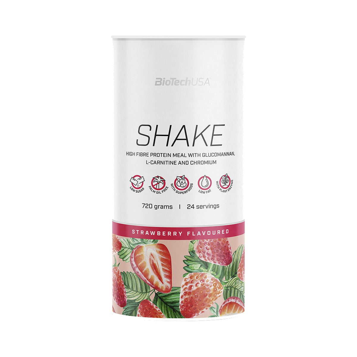 BioTechUSA Protein Shake 720 g Erdbeere – Eiweiß Shake Pulver mit Whey Protein, Ballaststoffen und L-Carnitin