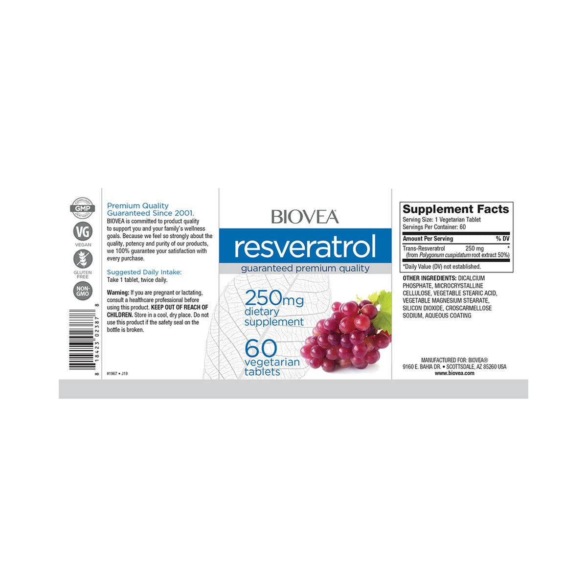 Resveratrol 250 mg – Biovea | Antioxidans, Trans-Resveratrol, 60 Tabletten kaufen