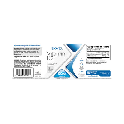 Vitamin K2 100 mcg – Biovea | Knochen, Blutgerinnung, 30 Kapseln kaufen