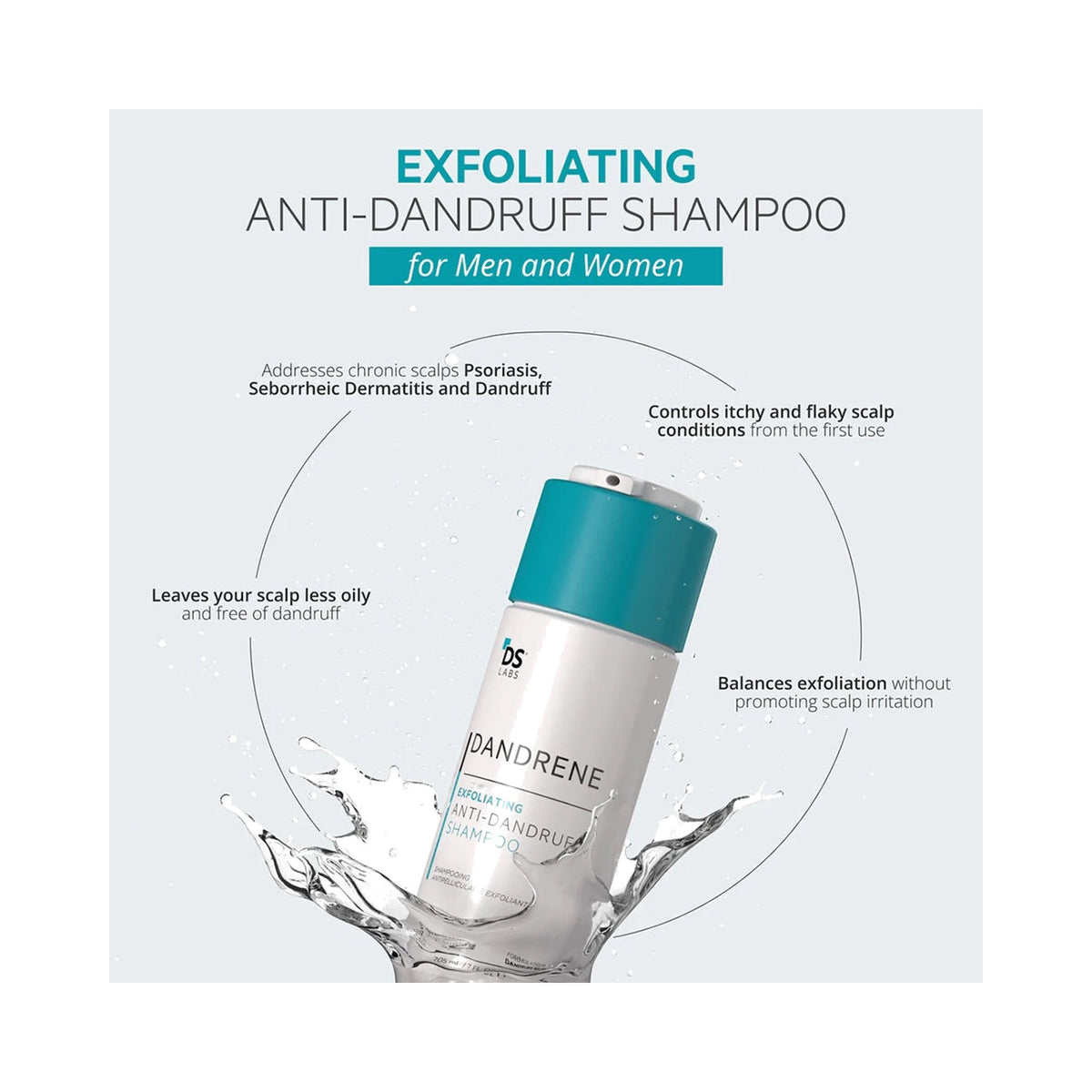 Dandrene Anti-Dandruff Shampoo by DS Laboratories – with Climbazole & Zinc Pyrithione for Dandruff & Itching, 205ml