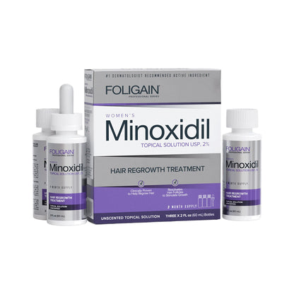 Foligain Minoxidil 2% Hair Regrowth Treatment for Women – 3x59ml Spray Bottles