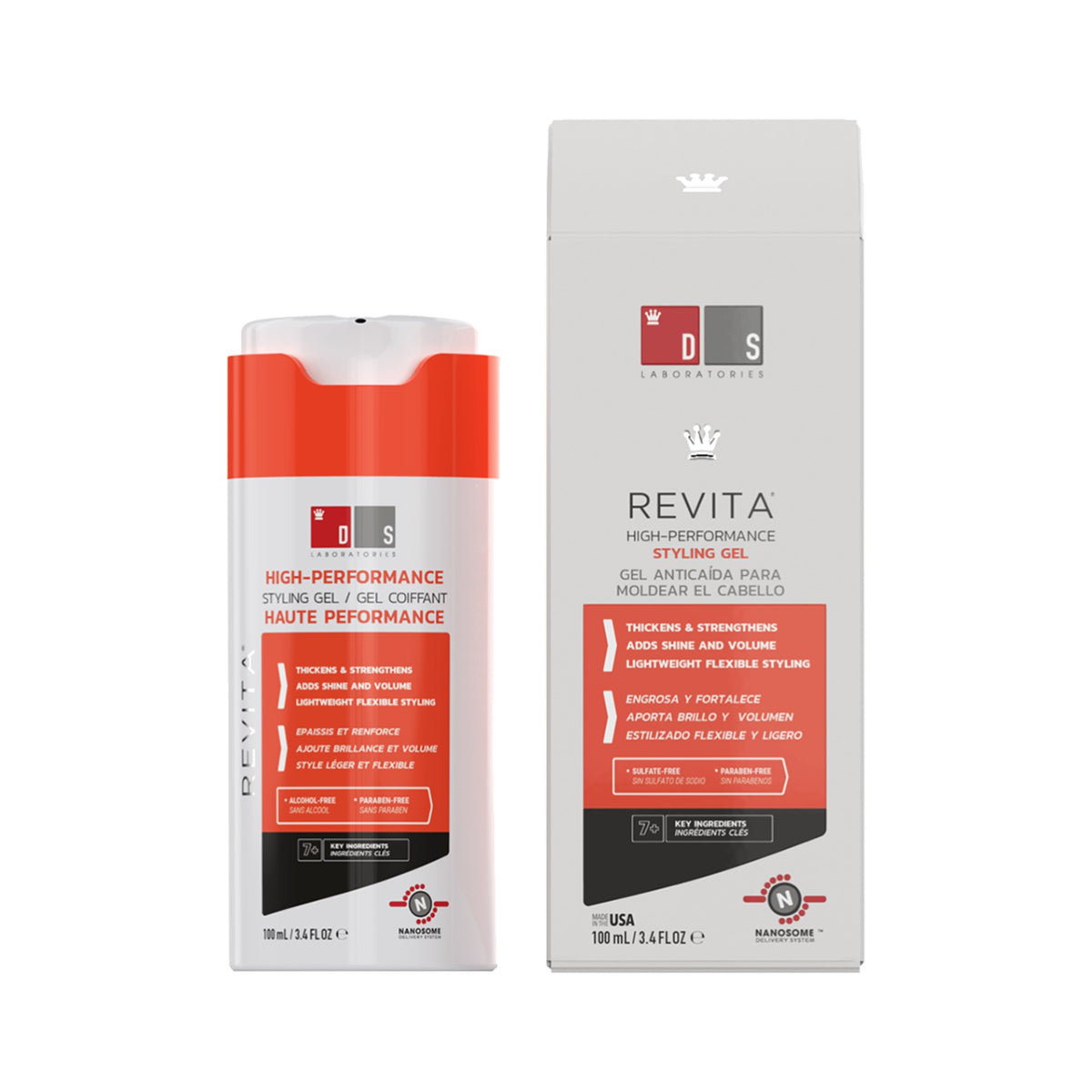 DS Laboratories Revita Styling Gel 100ml – Haargel mit Koffein &amp; Adenosin-Wirkstoffkomplex, Halt &amp; Volumen