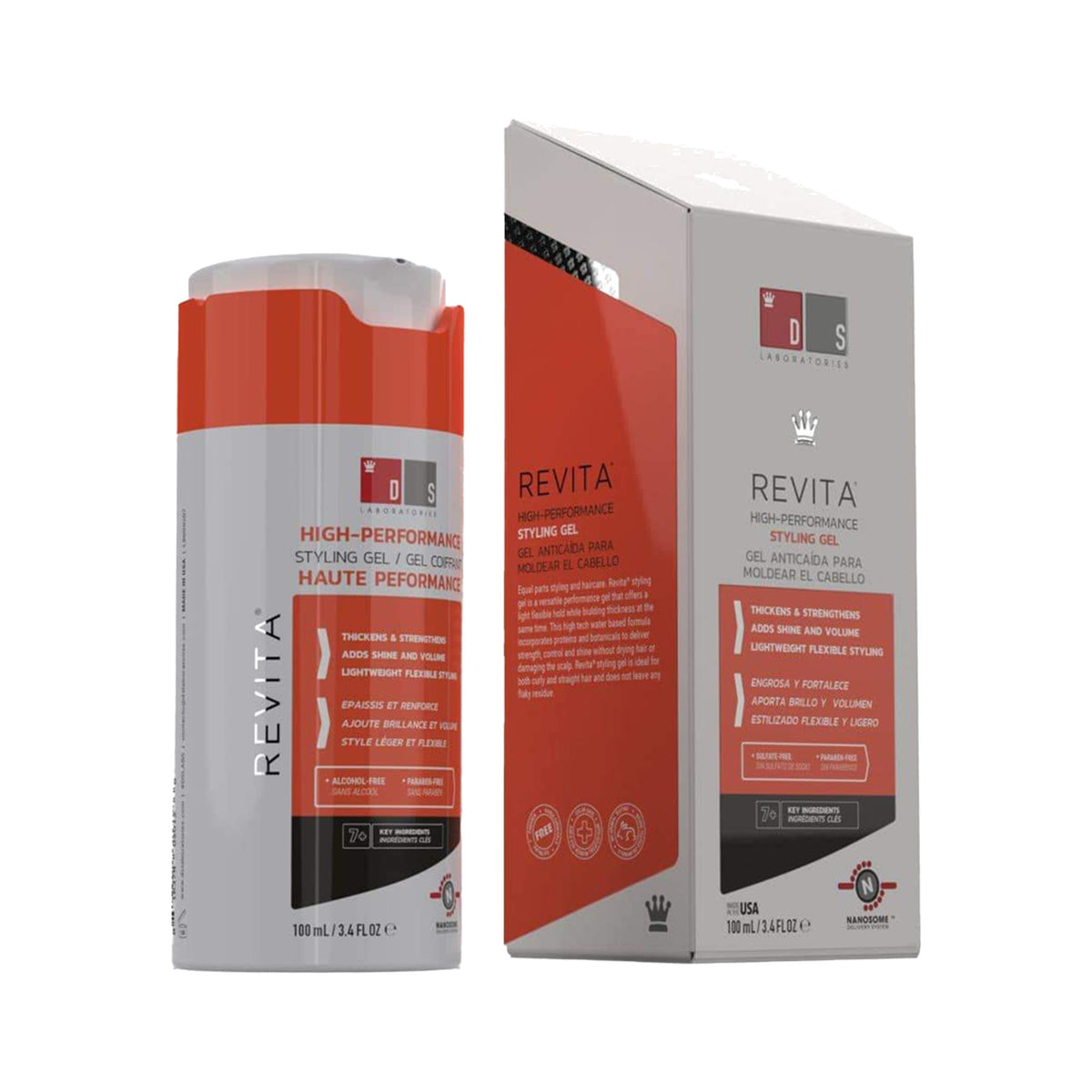 DS Laboratories Revita Styling Gel 100ml – Haargel mit Koffein &amp; Adenosin-Wirkstoffkomplex, Halt &amp; Volumen