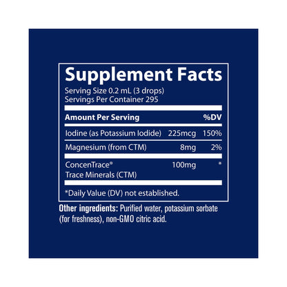 Trace Minerals Ionic Iodine – flüssiges Jod 225 mcg mit ConcenTrace – 59 ml