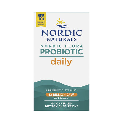 Nordic Naturals Flora Probiotic Daily – 4 Stämme, 12 Mrd. KBE & FOS – 60 vegane Kapseln