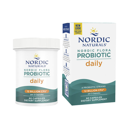 Nordic Naturals Flora Probiotic Daily – 4 Stämme, 12 Mrd. KBE & FOS – 60 vegane Kapseln