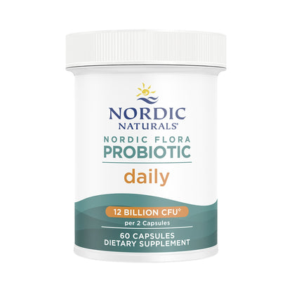 Nordic Naturals Flora Probiotic Daily – 4 Stämme, 12 Mrd. KBE & FOS – 60 vegane Kapseln