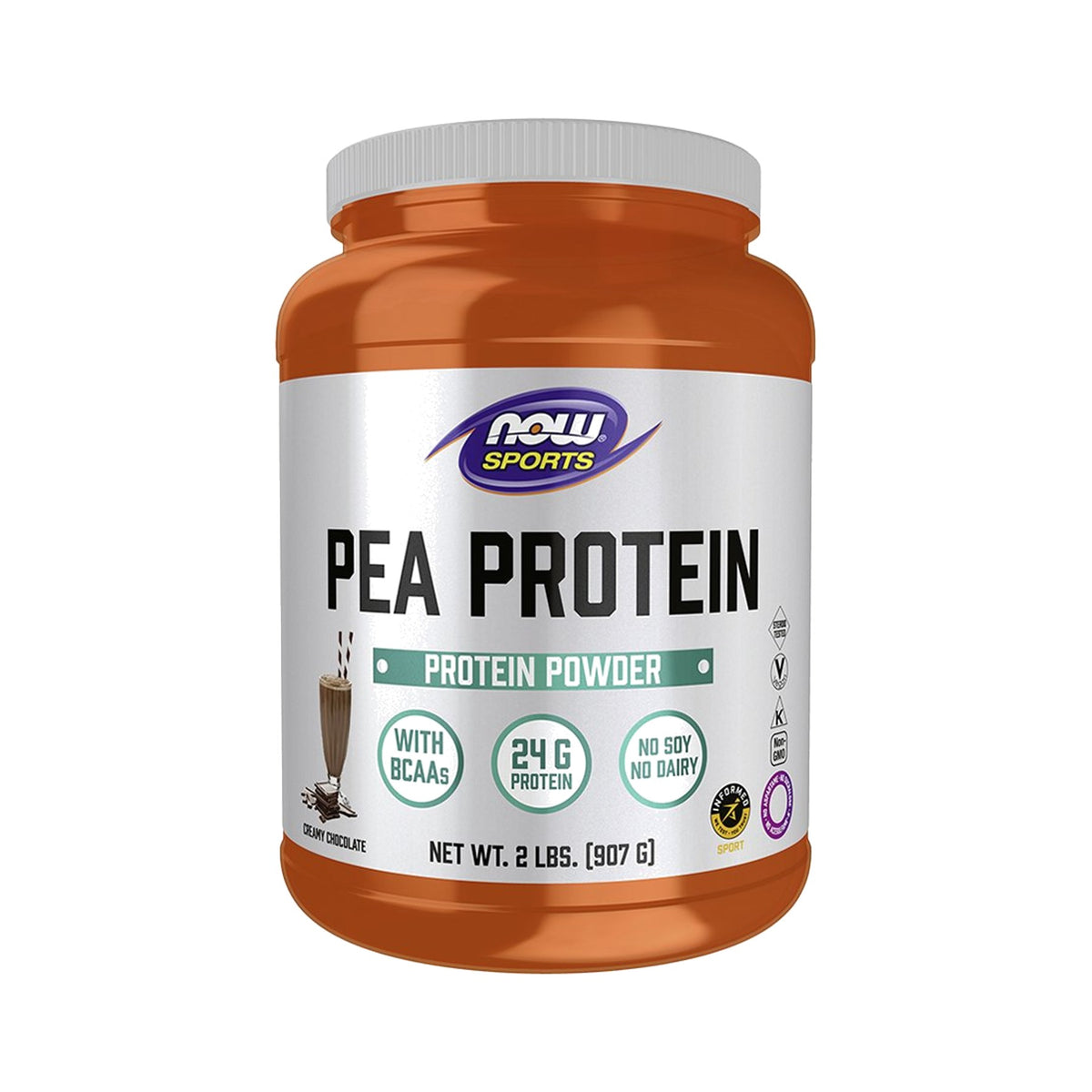 Buy NOW Foods Pea Protein Creamy Chocolate – Vegan Pea Protein Powder with 24g Protein, BCAAs & creamy chocolate flavor