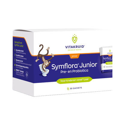 Vitakruid Symflora® Junior – 6 Bakterienstämme, Inulin, FOS & Vitamin D3 – Pulver für Kinder 1–12 Jahre – 30 g (15 Beutel)
