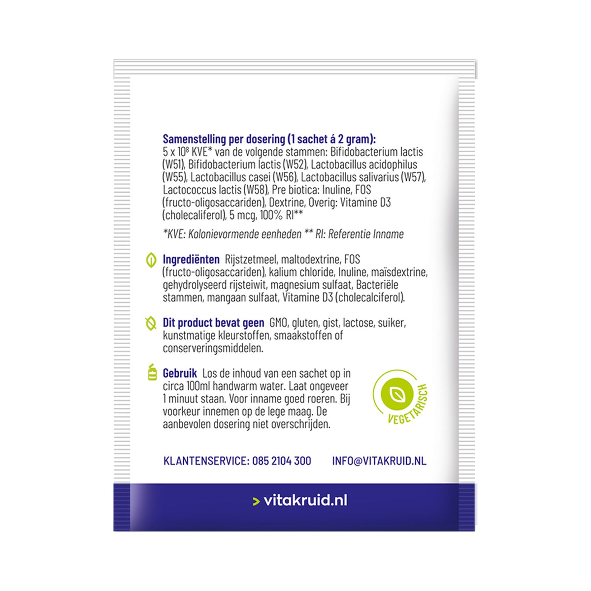 Vitakruid Symflora® Junior – 6 Bakterienstämme, Inulin, FOS & Vitamin D3 – Pulver für Kinder 1–12 Jahre – 30 g (15 Beutel)