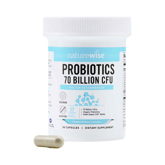 NatureWise Probiotics 70 Milliarden KBE – 17 Stämme mit Bio-Inulin & Bio-Akaziengummi – Kapseln (30 oder 60 Stück)