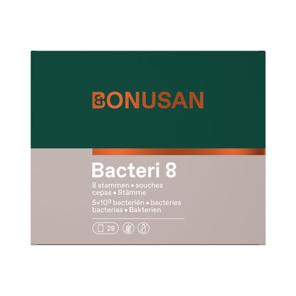Bonusan Bacteri 8 Beutel – 8 Bakterienstämme mit Inulin & FOS – 5 Mrd. KBE – 28 Sachets
