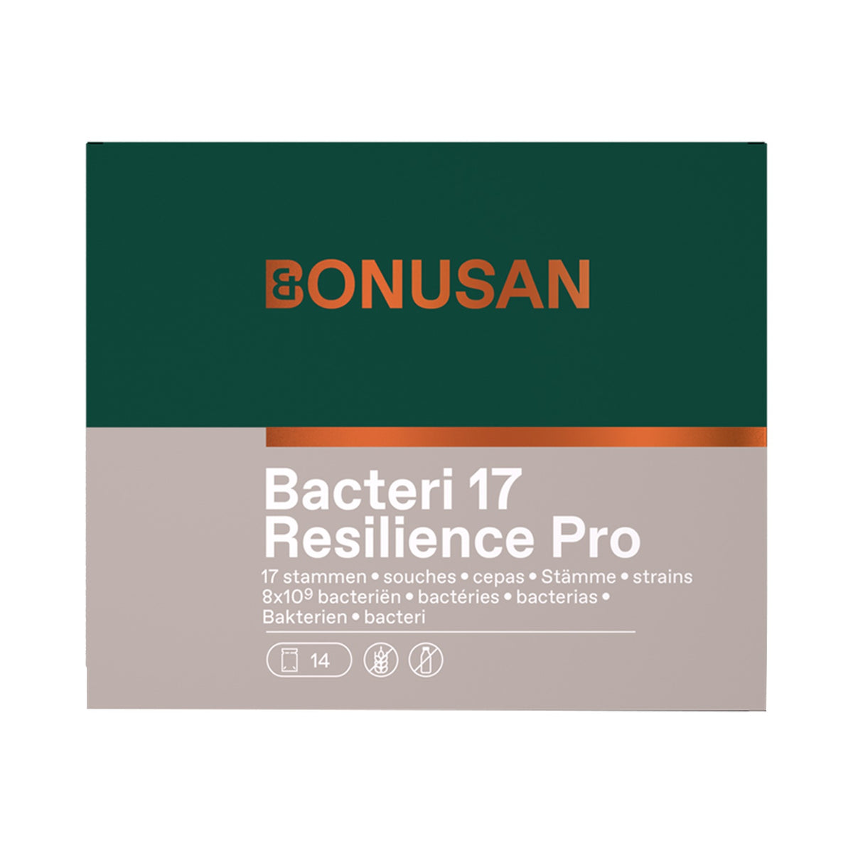 Bonusan Bacteri 17 – Probiotikum mit 17 Bakterienstämmen und Inulin, 8 x 10⁹ KBE pro Sachet, 14 / 28 Sachets