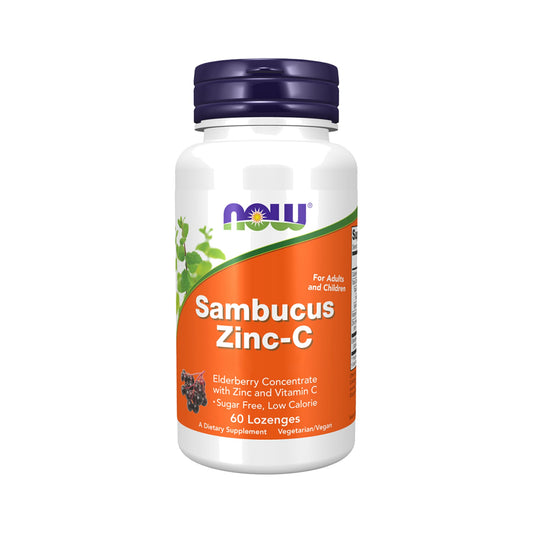 NOW Foods Sambucus Zink-C – 60 Lutschtabletten (Acai)
