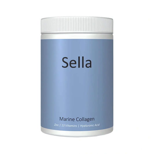 SELLA Marine Collagen mit Fischkollagen, Hyaluronsäure, Vitamin C und Zink – hochwertiges marines Kollagen Pulver für Haut, Haare, Nägel, Gelenke und Bindegewebe.