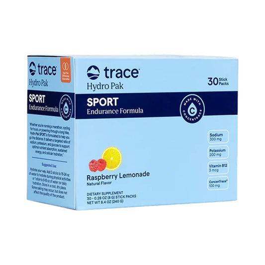 Trace Minerals Hydro Pak Sport 30 Sticks Raspberry Lemonade – Elektrolyt Sticks mit Vitaminen und ConcenTrace