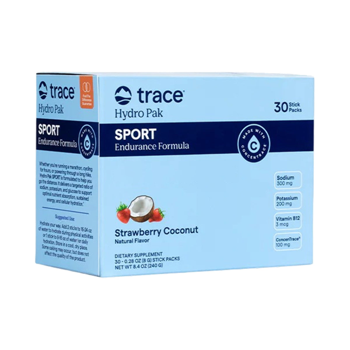 Trace Minerals Hydro Pak Sport 30 Sticks Strawberry Coconut – Elektrolytpulver für Ausdauer und Training