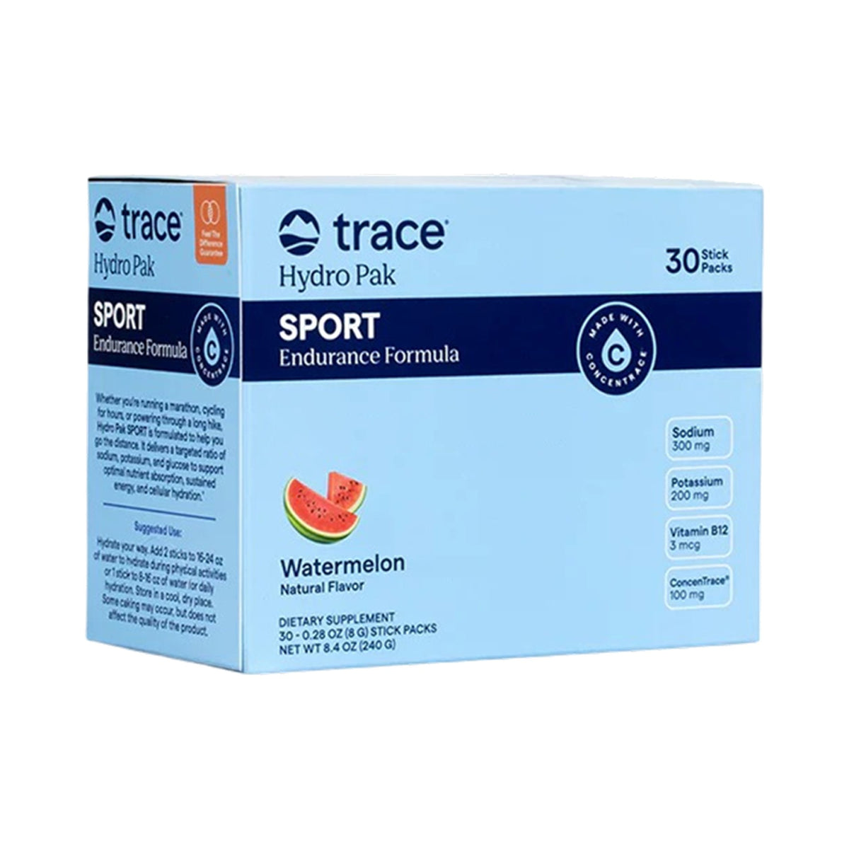 Trace Minerals Hydro Pak Sport 30 Sticks Wassermelone – Elektrolyt Drink Pulver mit Vitamin C und B-Vitaminen