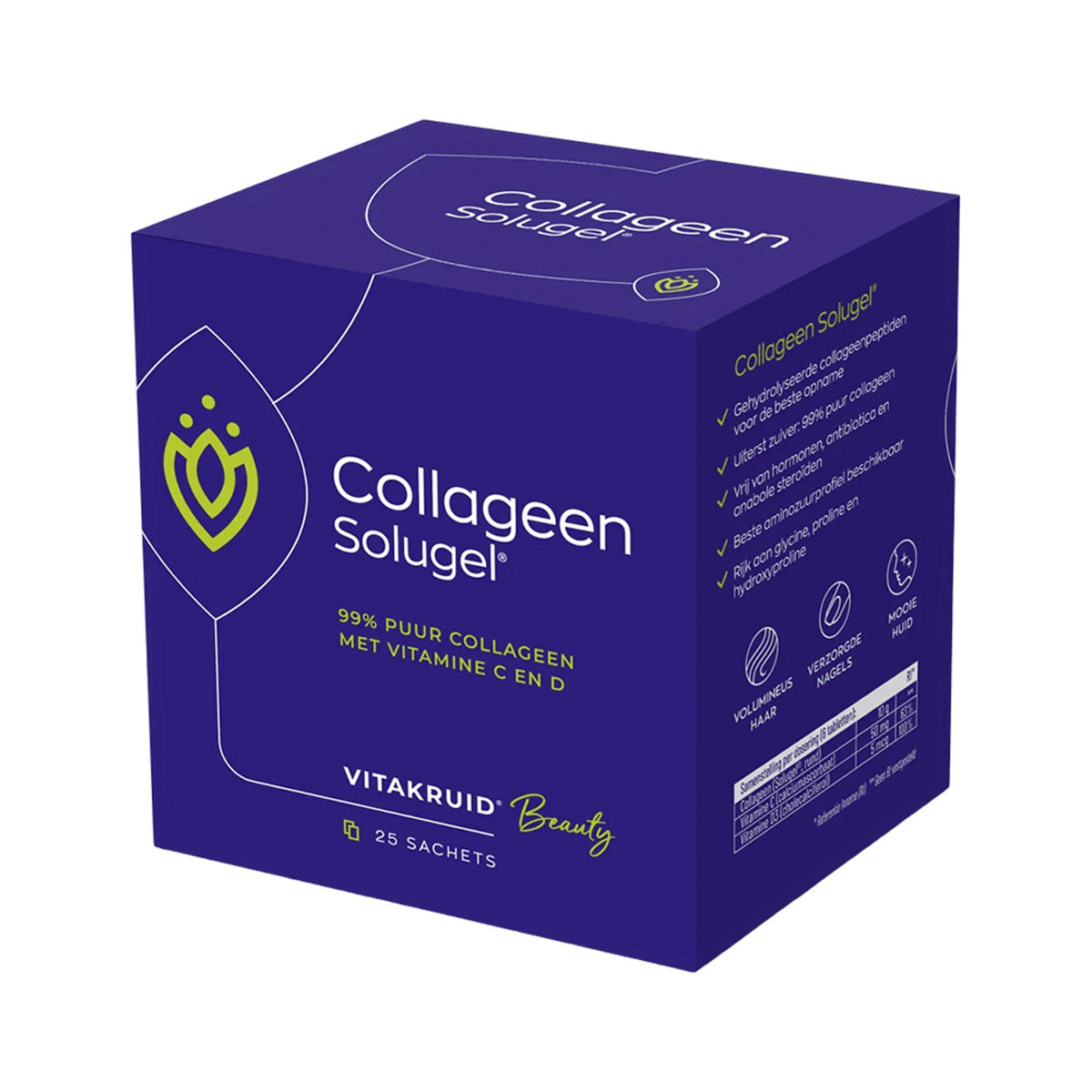 Vitakruid Collagen Solugel 10g Rinderkollagen Pulver mit Vitamin C und D3 in der Produktverpackung kaufen.